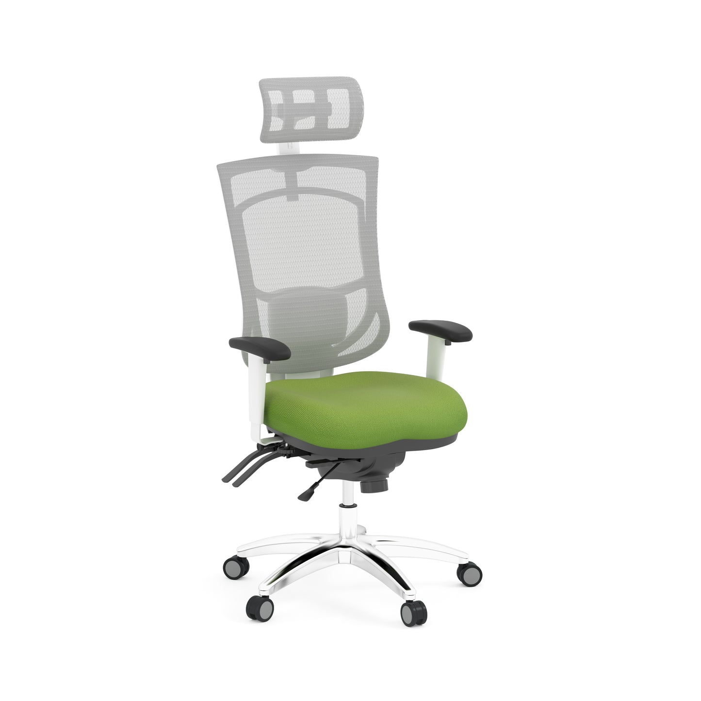 CoolMesh Pro White High Back Multi-Function High Back with Adjustable Lumbar Support & Ratchet Back Height Adjustment including Headrest - 8114S