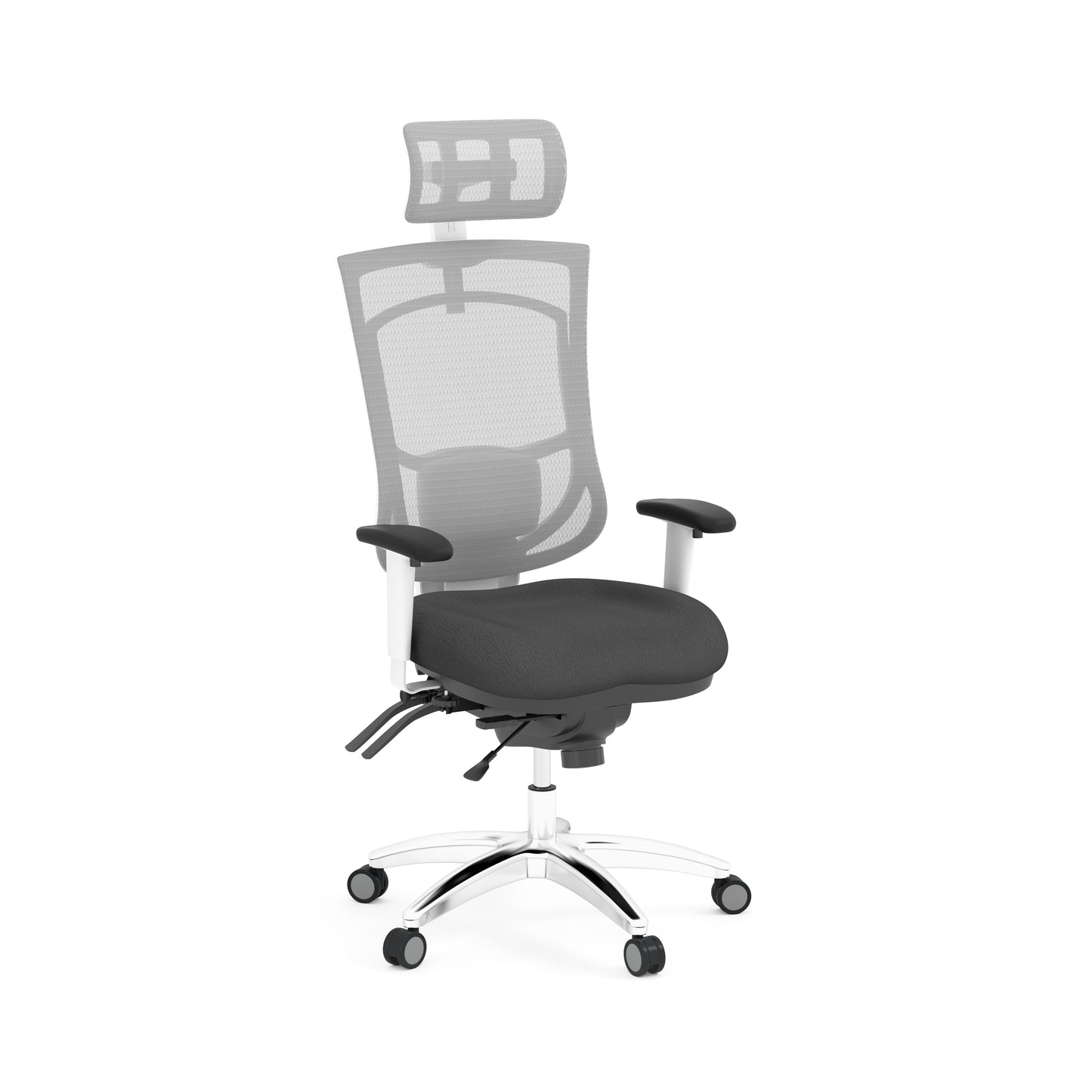 CoolMesh Pro White High Back Multi-Function High Back with Adjustable Lumbar Support & Ratchet Back Height Adjustment including Headrest - 8114S