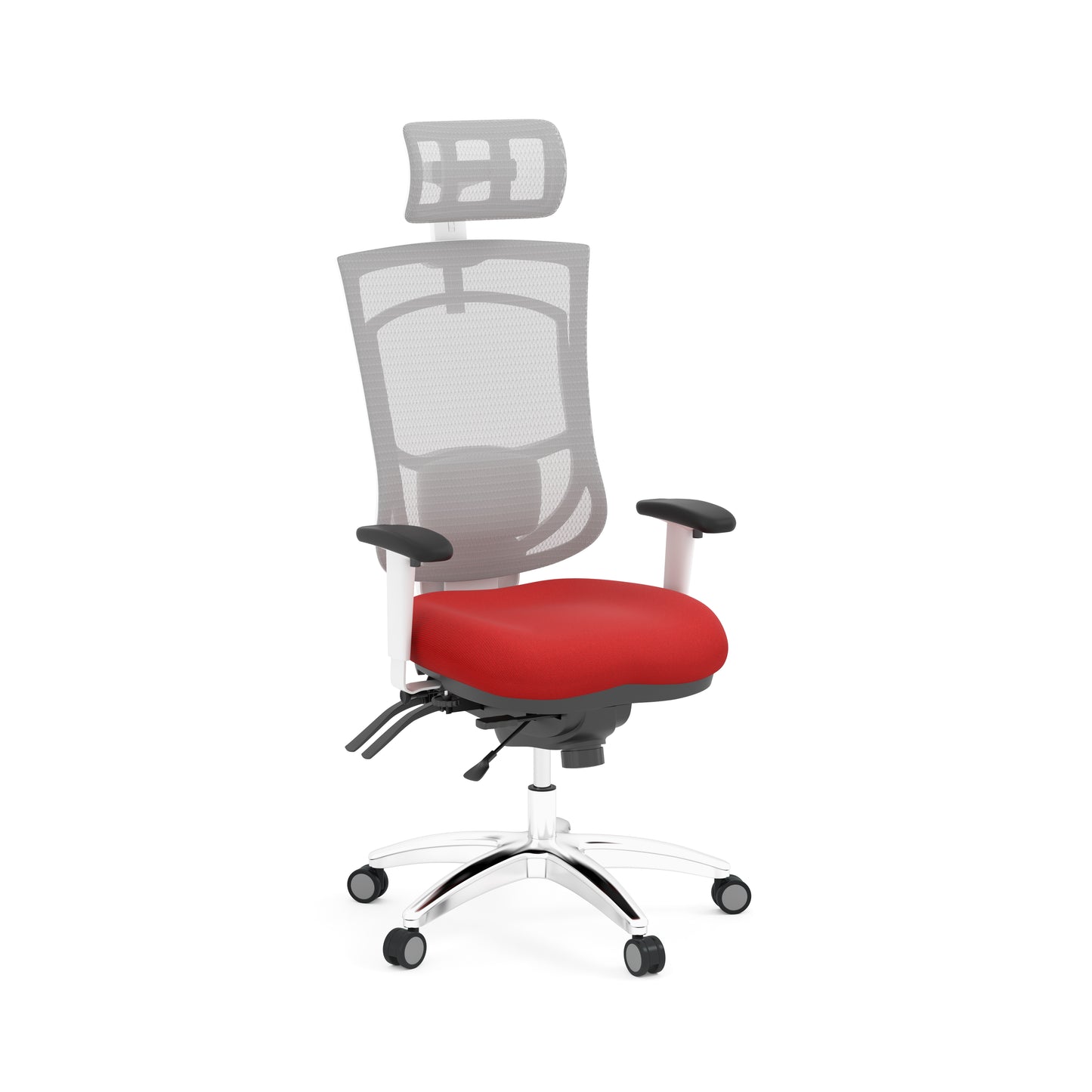 CoolMesh Pro White High Back Multi-Function High Back with Adjustable Lumbar Support & Ratchet Back Height Adjustment including Headrest - 8114S
