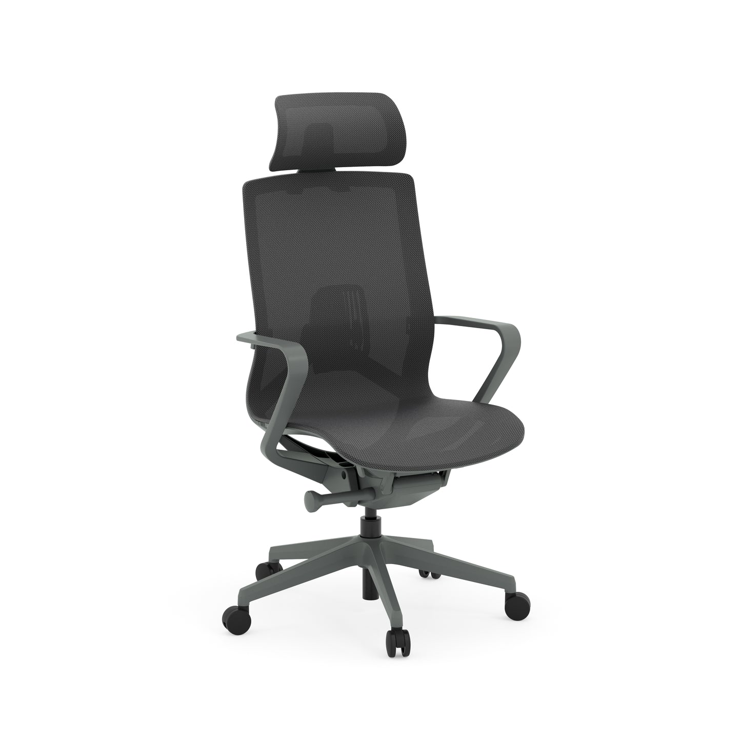 Atlas II Medium Back Chair with Headrest - Loop Arms - Dark Gray - 9811GRYDGRY & 981HRDGRY & 981LOOPGRY