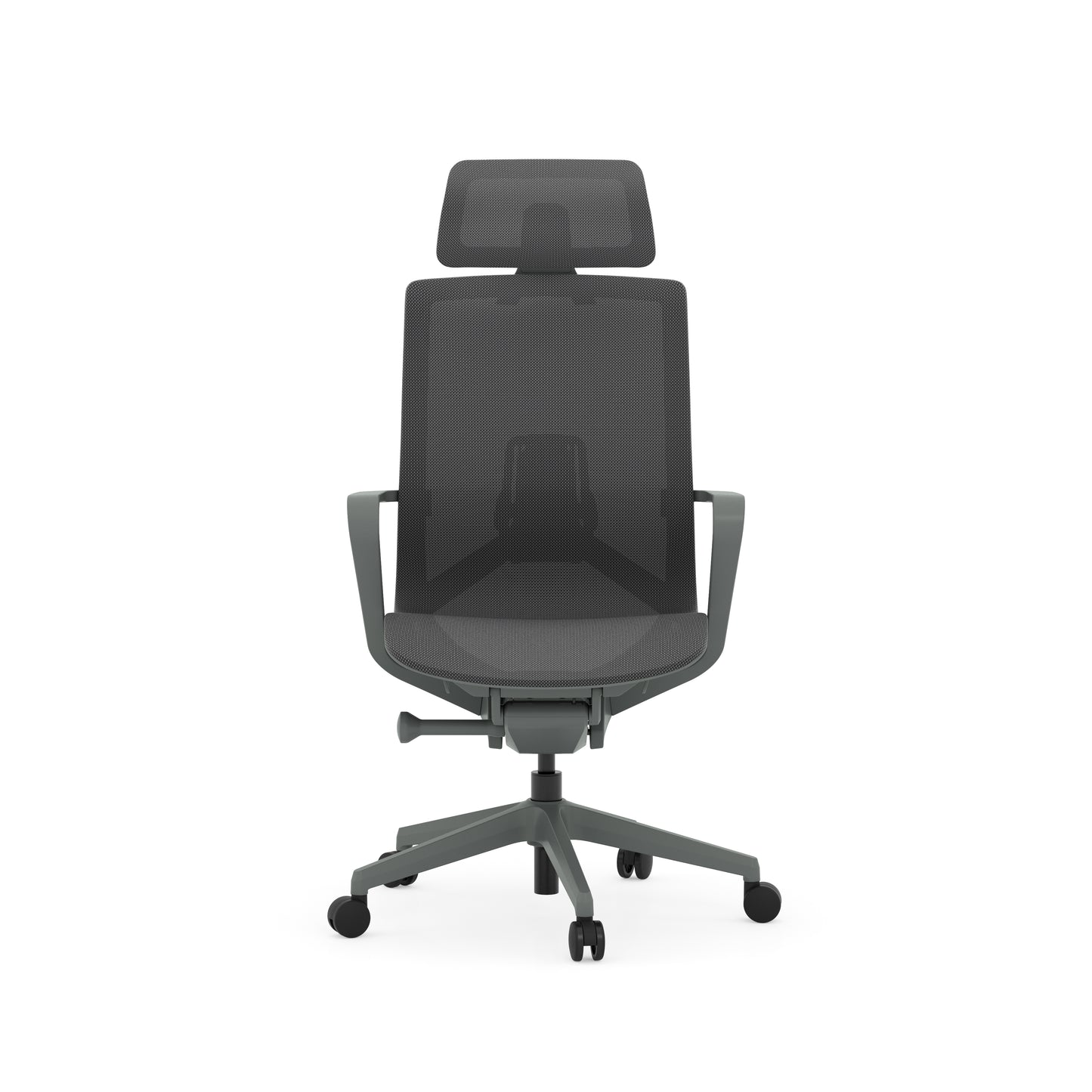 Atlas II Medium Back Chair with Headrest - Loop Arms - Dark Gray - 9811GRYDGRY & 981HRDGRY & 981LOOPGRY