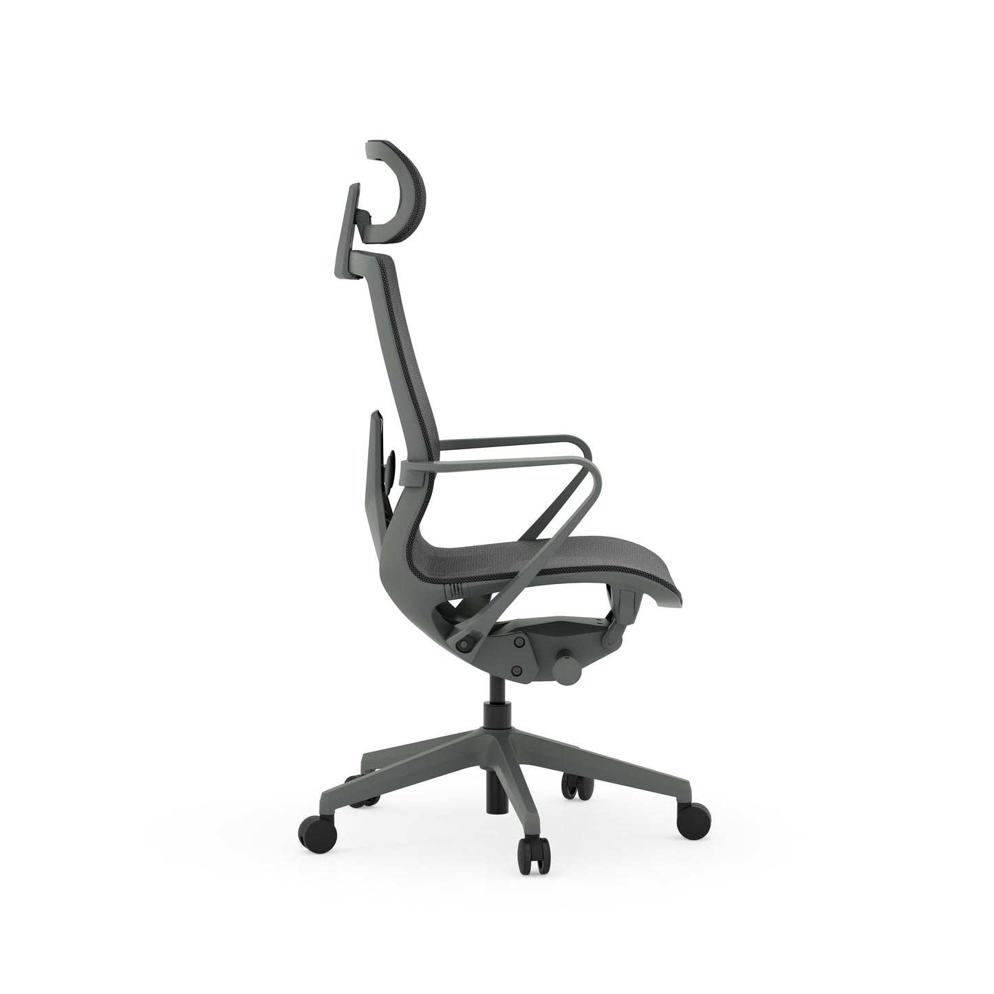 Atlas II Medium Back Chair with Headrest - Loop Arms - Dark Gray - 9811GRYDGRY & 981HRDGRY & 981LOOPGRY