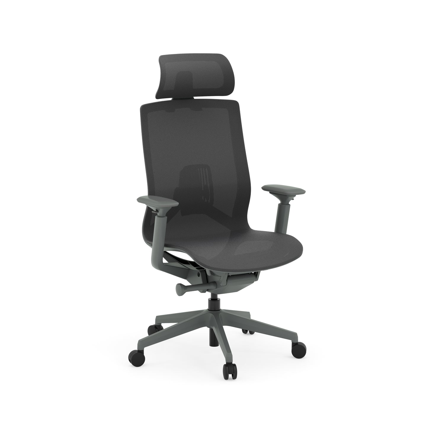 Atlas II Medium Back Chair with Headrest - Adjustable Arms - Dark Gray - 9811GRYDGRY & 981HRDGRY & 9811ARM4DGRY