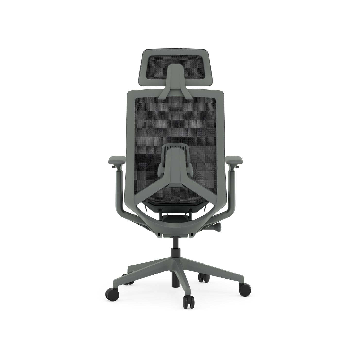 Atlas II Medium Back Chair with Headrest - Adjustable Arms - Dark Gray - 9811GRYDGRY & 981HRDGRY & 9811ARM4DGRY
