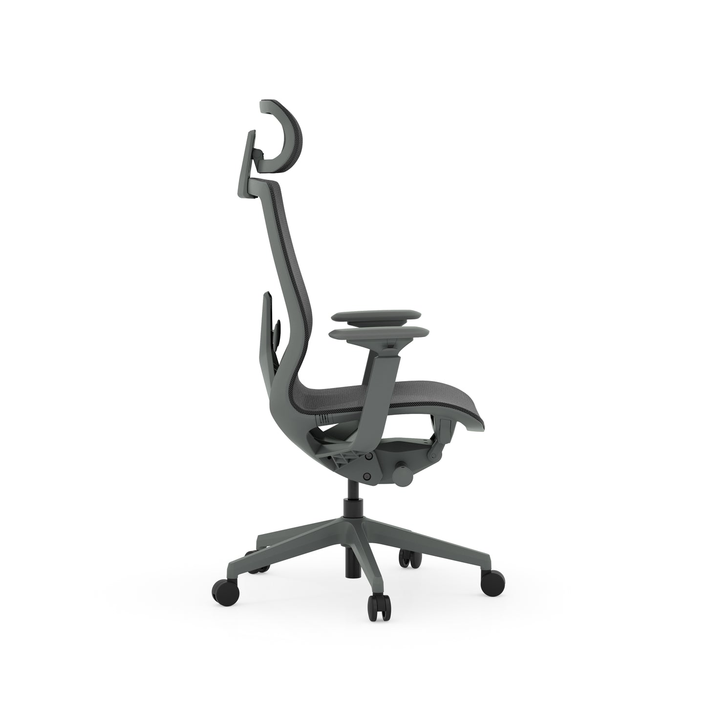 Atlas II Medium Back Chair with Headrest - Adjustable Arms - Dark Gray - 9811GRYDGRY & 981HRDGRY & 9811ARM4DGRY
