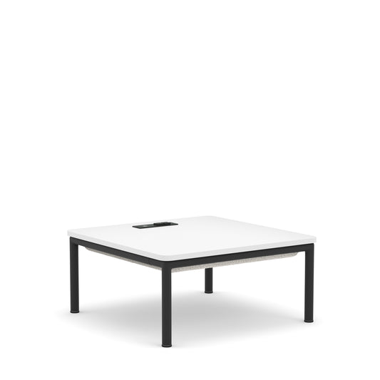 Konfurb Konnect Series Drop in Square Laminate Table with Power Module - White Laminate - Black Base Frame - 82335